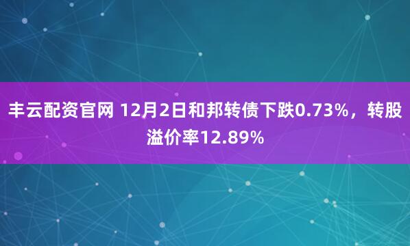 丰云配资官网 12月2日和邦转债下跌0.73%,转股溢价率12.89%