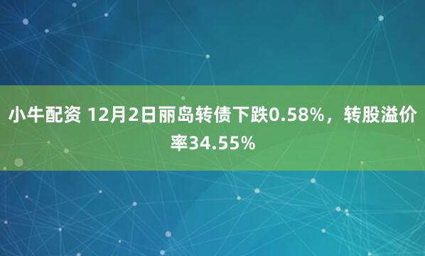 小牛配资 12月2日丽岛转债下跌0.58%，转股溢价率34.55%